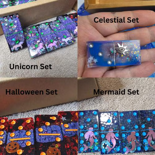 Enchanted Unicorn Domino Set | Handmade Resin Dominoes