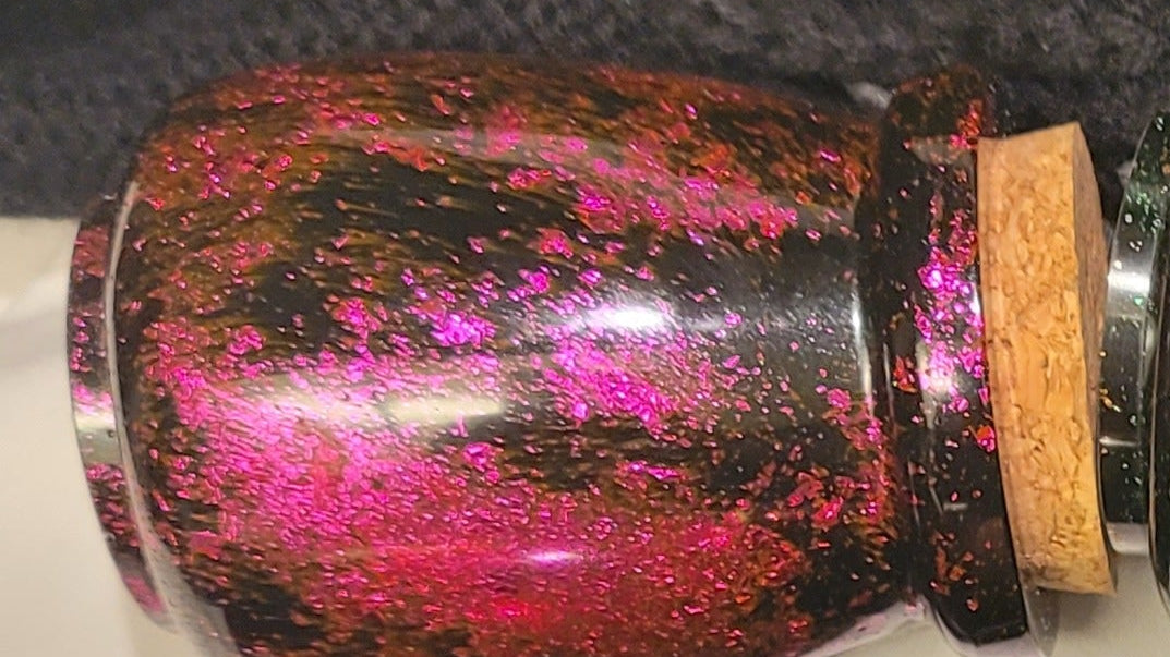 Handmade Resin Apothecary Jar with Cork Lid | Rosy Red - Fractured Foil Collection