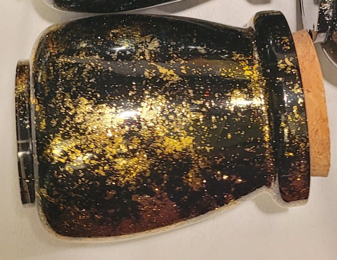 Handmade Resin Apothecary Jar with Cork Lid | Gold - Fractured Foil Collection