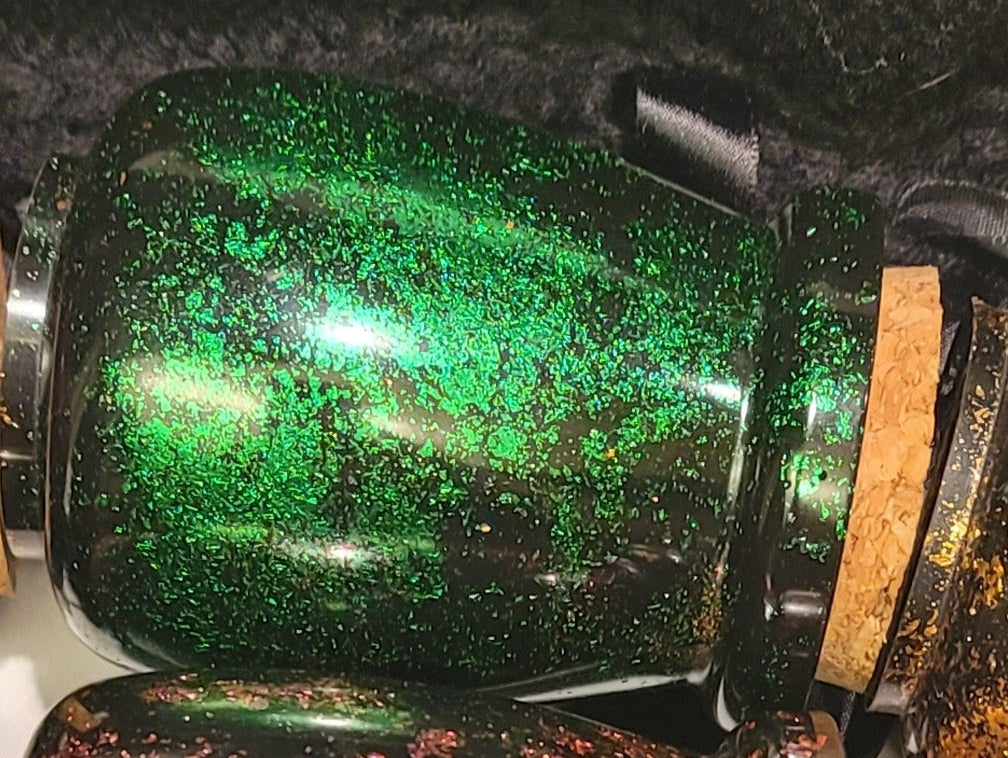 Handmade Resin Apothecary Jar with Cork Lid | Green - Fractured Foil Collection