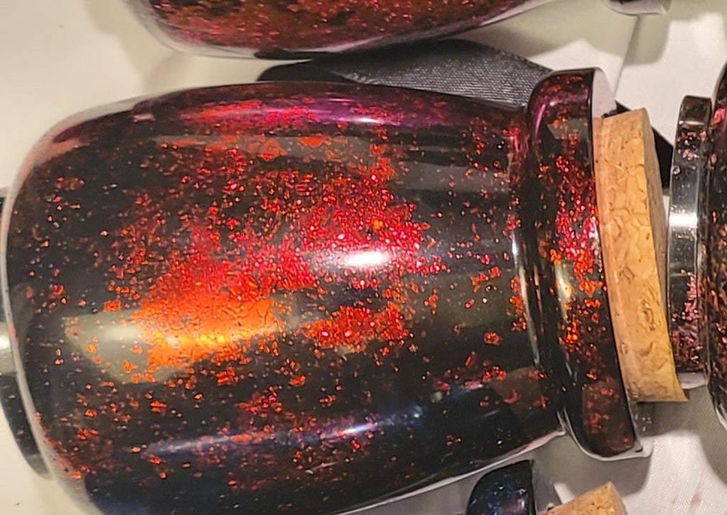 Handmade Resin Apothecary Jar with Cork Lid | Red - Fractured Foil Collection