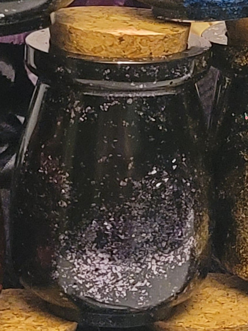 Handmade Resin Apothecary Jar with Cork Lid | Black/Gray - Fractured Foil Collection