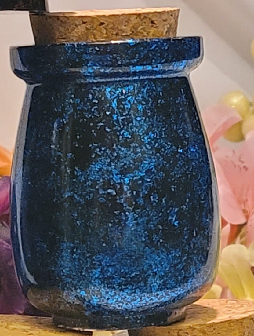 Handmade Resin Apothecary Jar with Cork Lid | Blue - Fractured Foil Collection
