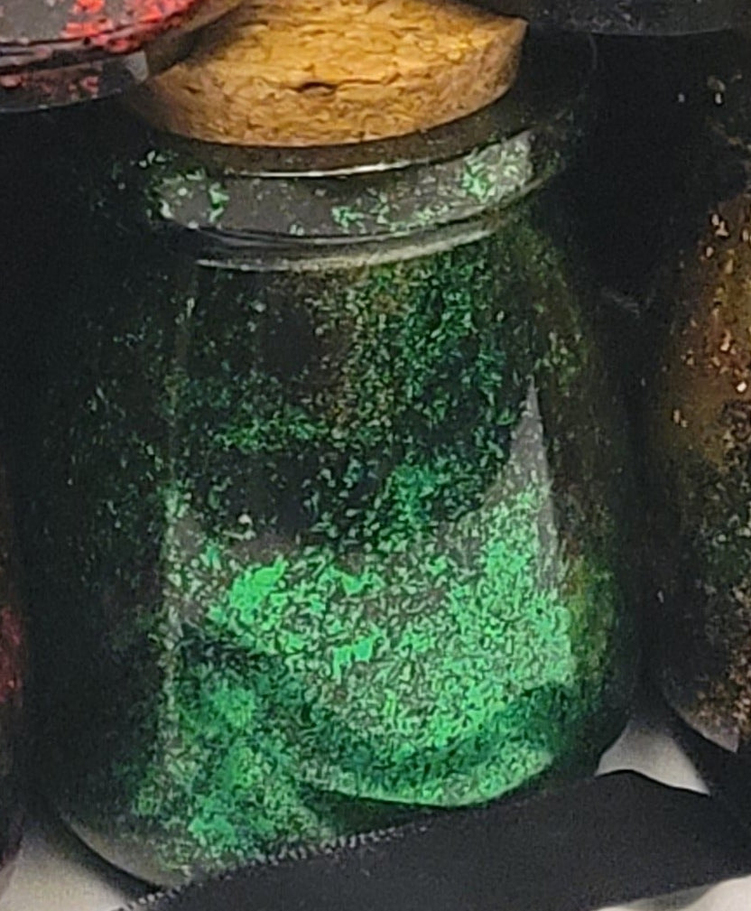 Handmade Resin Apothecary Jar with Cork Lid | Green - Fractured Foil Collection