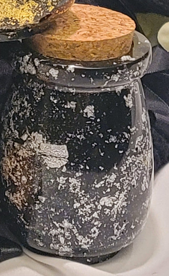 Handmade Resin Apothecary Jar with Cork Lid | Silver - Fractured Foil Collection