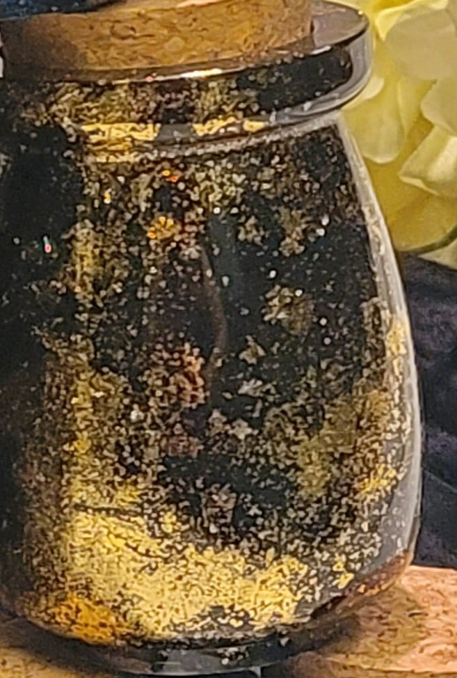 Handmade Resin Apothecary Jar with Cork Lid | Gold - Fractured Foil Collection