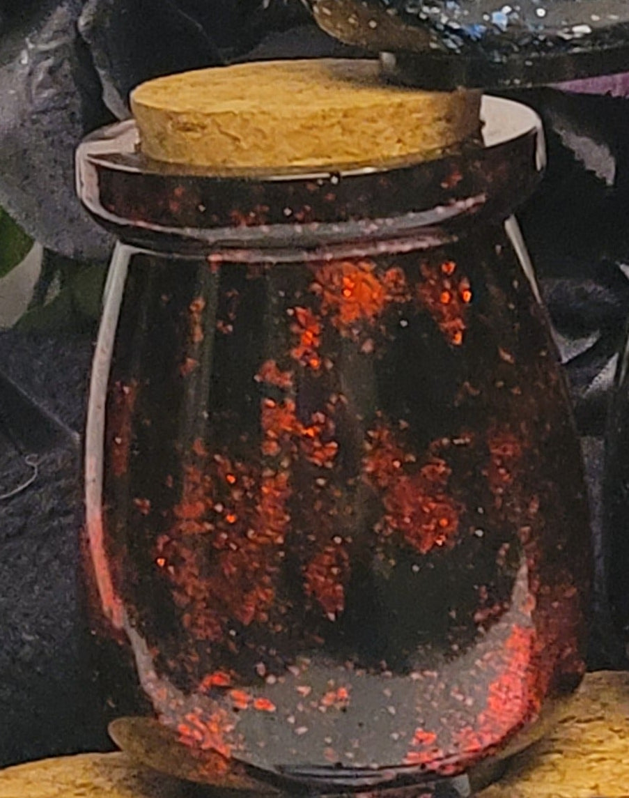 Handmade Resin Apothecary Jar with Cork Lid | Red - Fractured Foil Collection