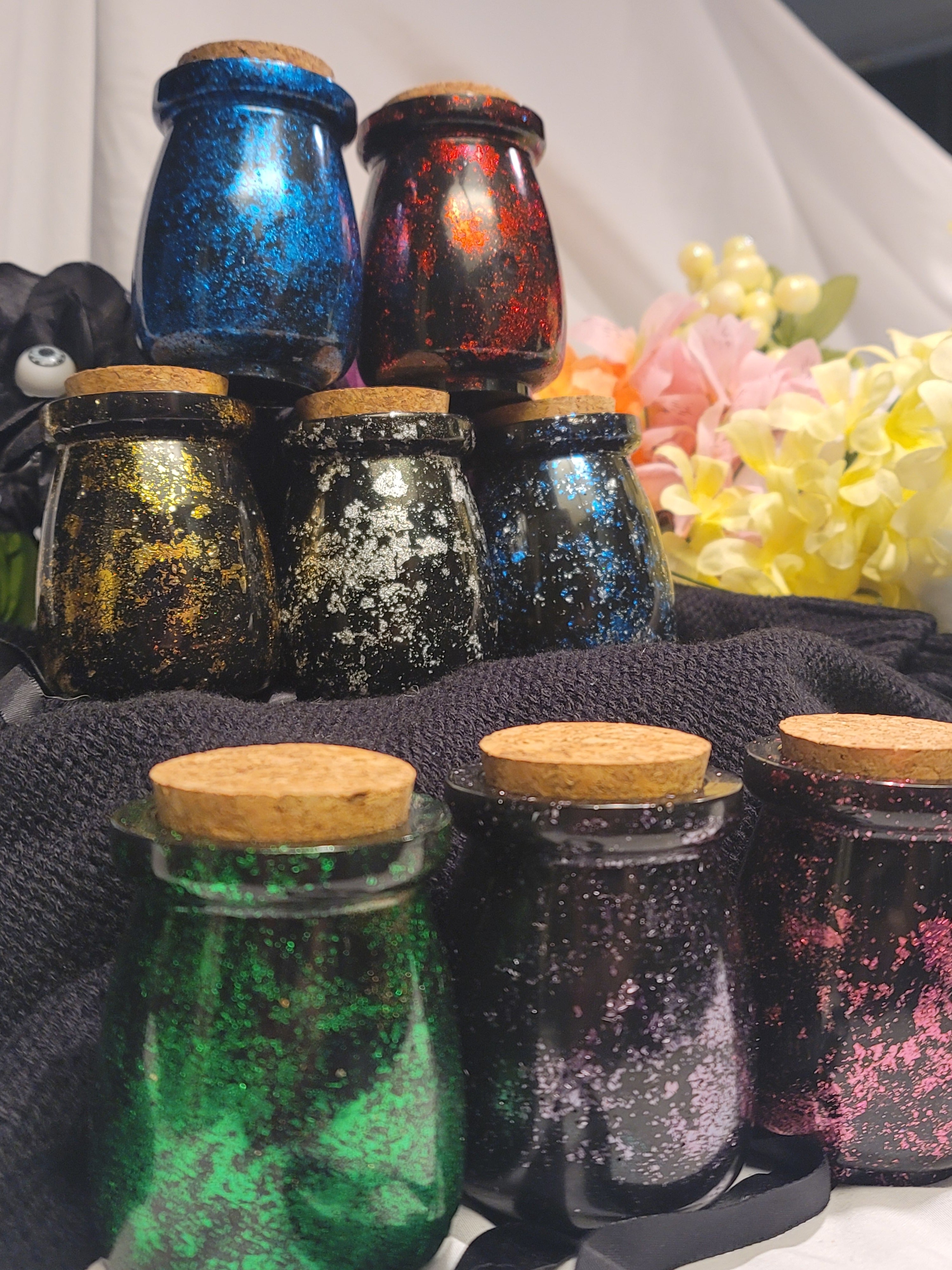 Handmade Resin Apothecary Jar with Cork Lid | Copper - Fractured Foil Collection