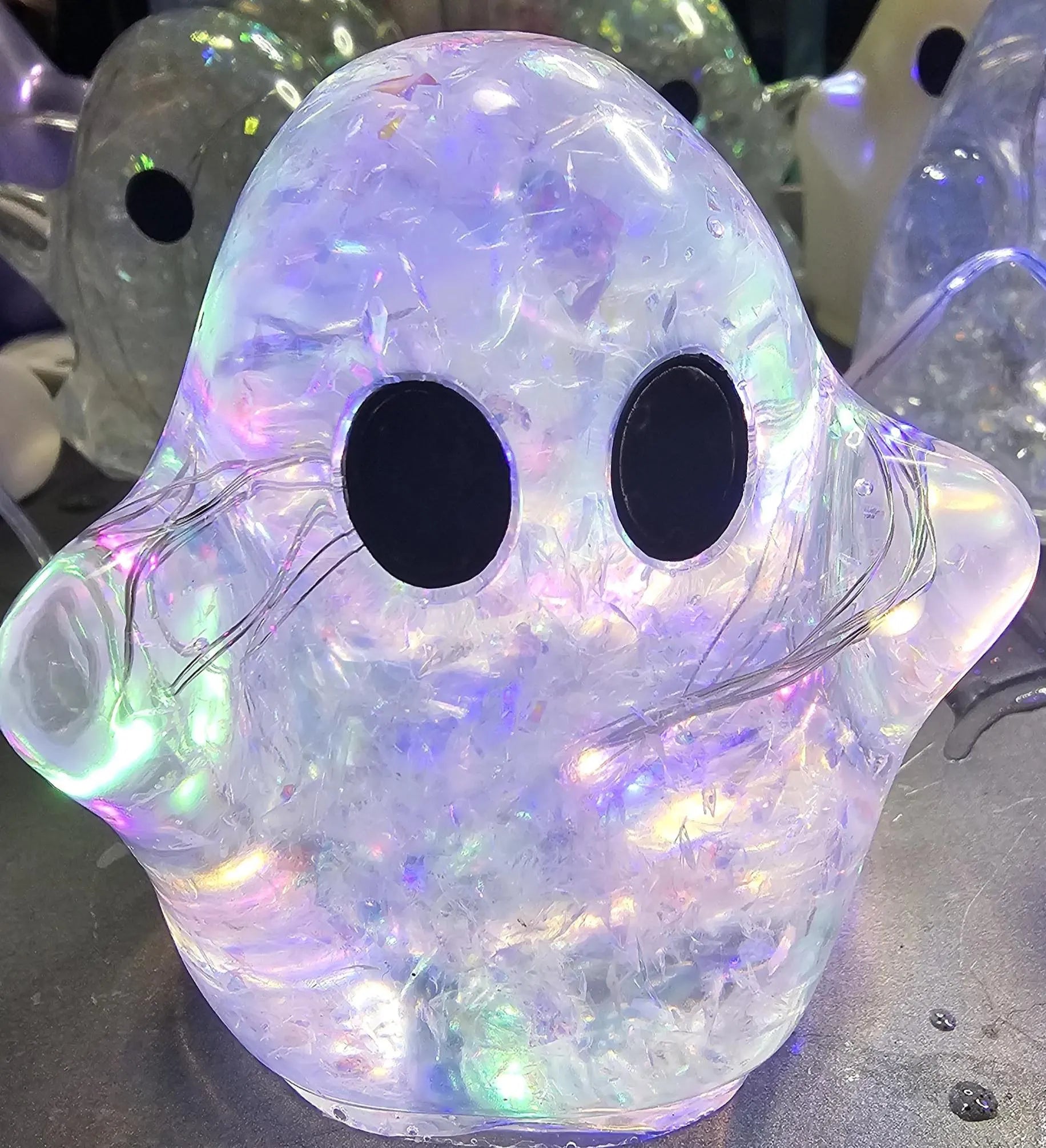Multicolor Light-Up Ghost | Handmade Resin Ghost Night Light