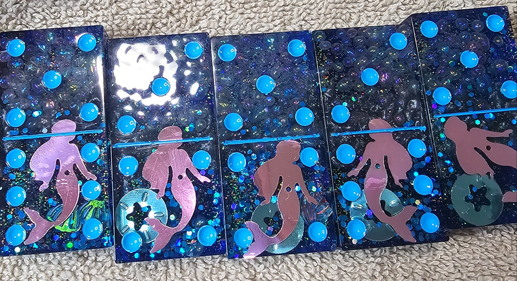 Mermaid Domino Set | Handmade Resin Dominoes