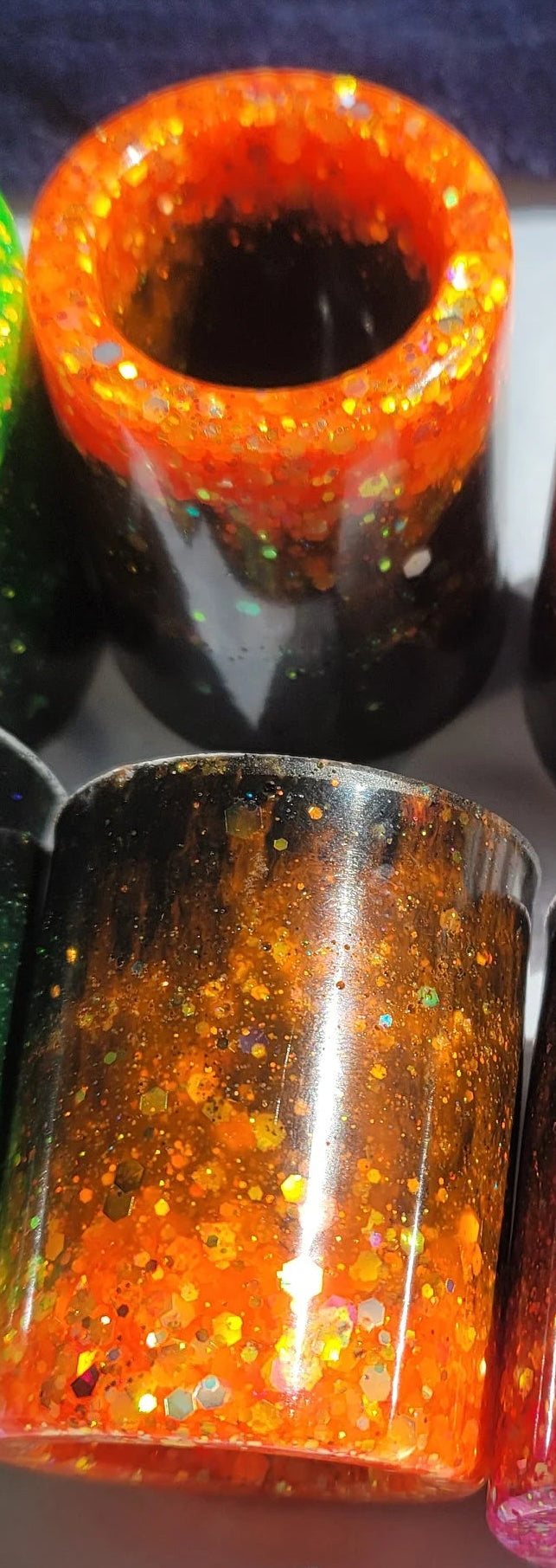 Neon Orange/Black Mini Resin Pot | Succulent Planter & Altar Offering Glass