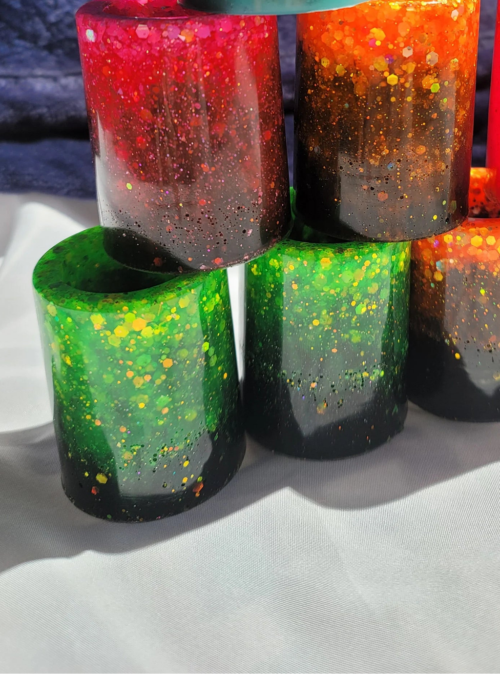 Neon Orange/Black Mini Resin Pot | Succulent Planter & Altar Offering Glass