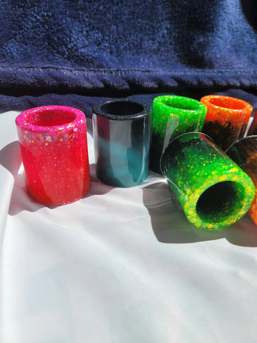 Neon Orange/Black Mini Resin Pot | Succulent Planter & Altar Offering Glass
