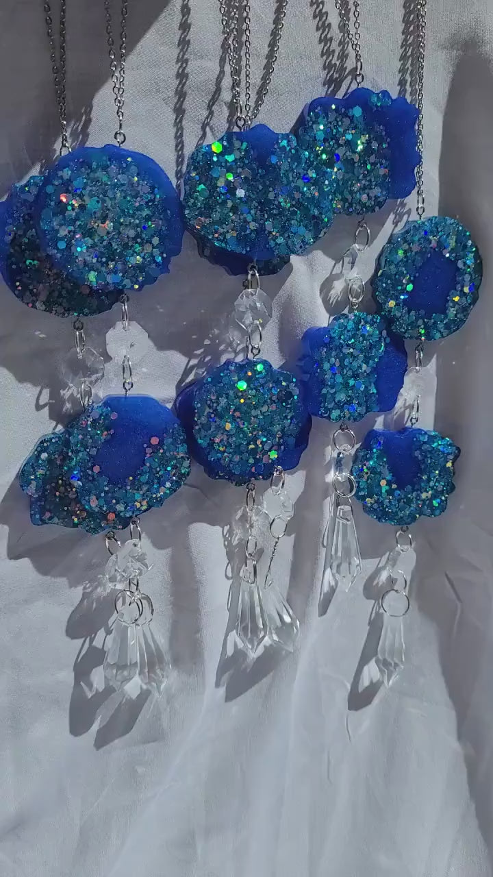 Blue Geode Prism Suncatcher | Handmade Resin Crystal Rainbow Maker