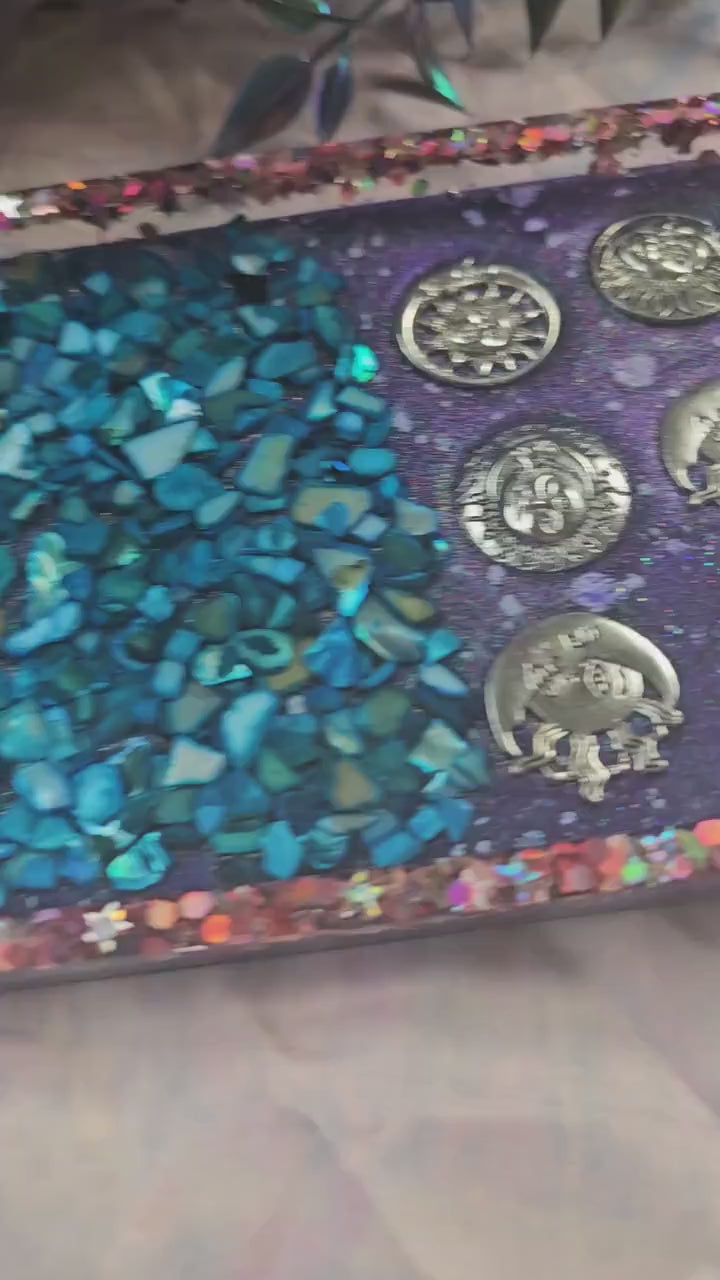 Sun & Moon Celestial XL Oval Tray | Handmade Resin Trinket Tray