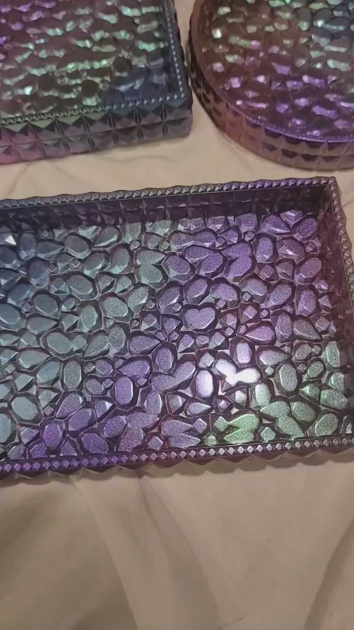 Cobblestone Rectangle Tray | Handmade Iridescent Resin Tray