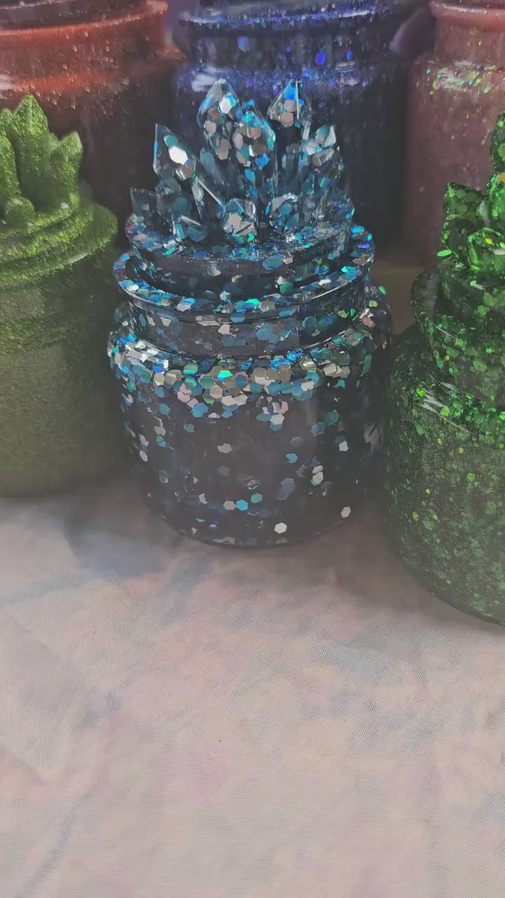 Pink Sapphire Crystal Apothecary Jar | Handmade Resin Crystal Jar