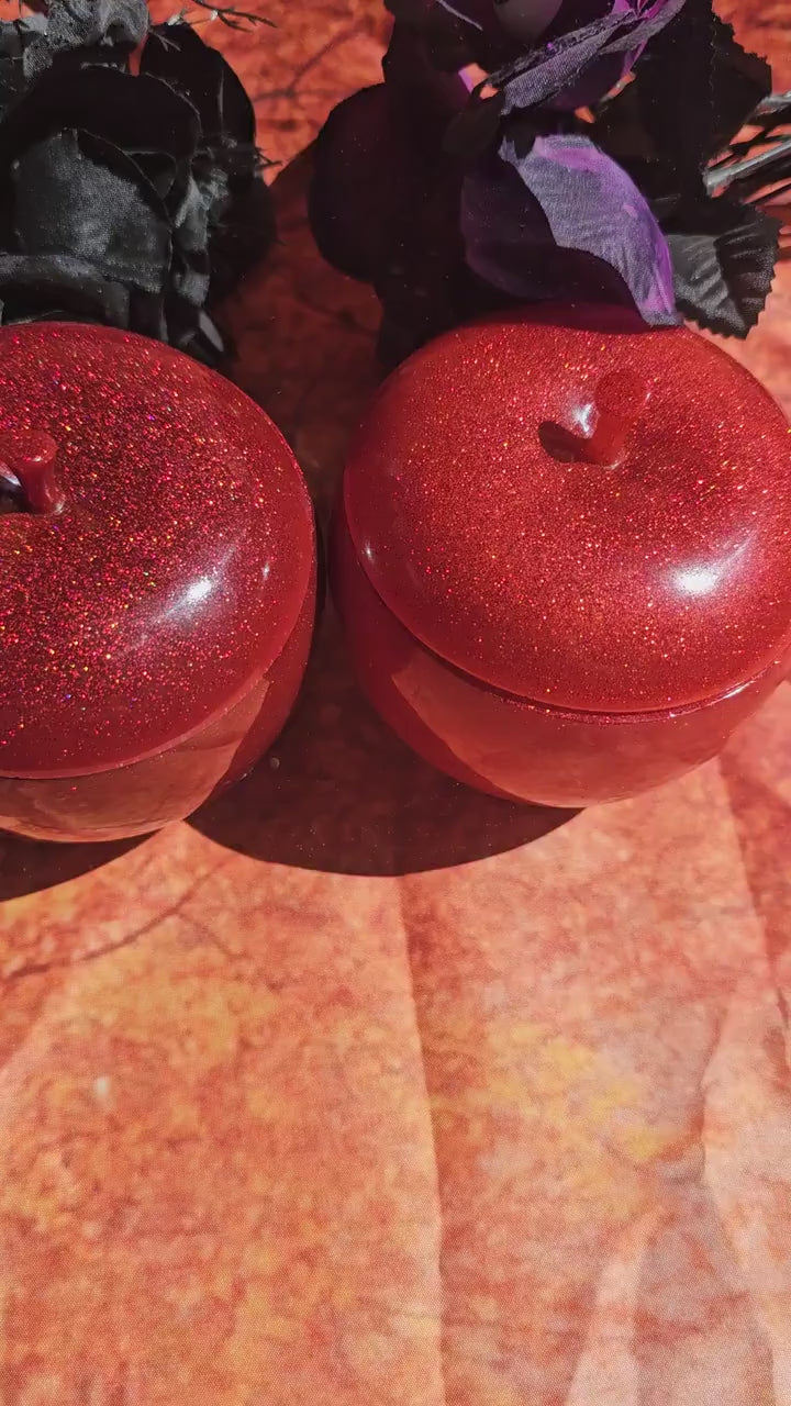 Handmade Glitter Resin Apple Jar: Stash Jar, Candy Dish, Home Decor