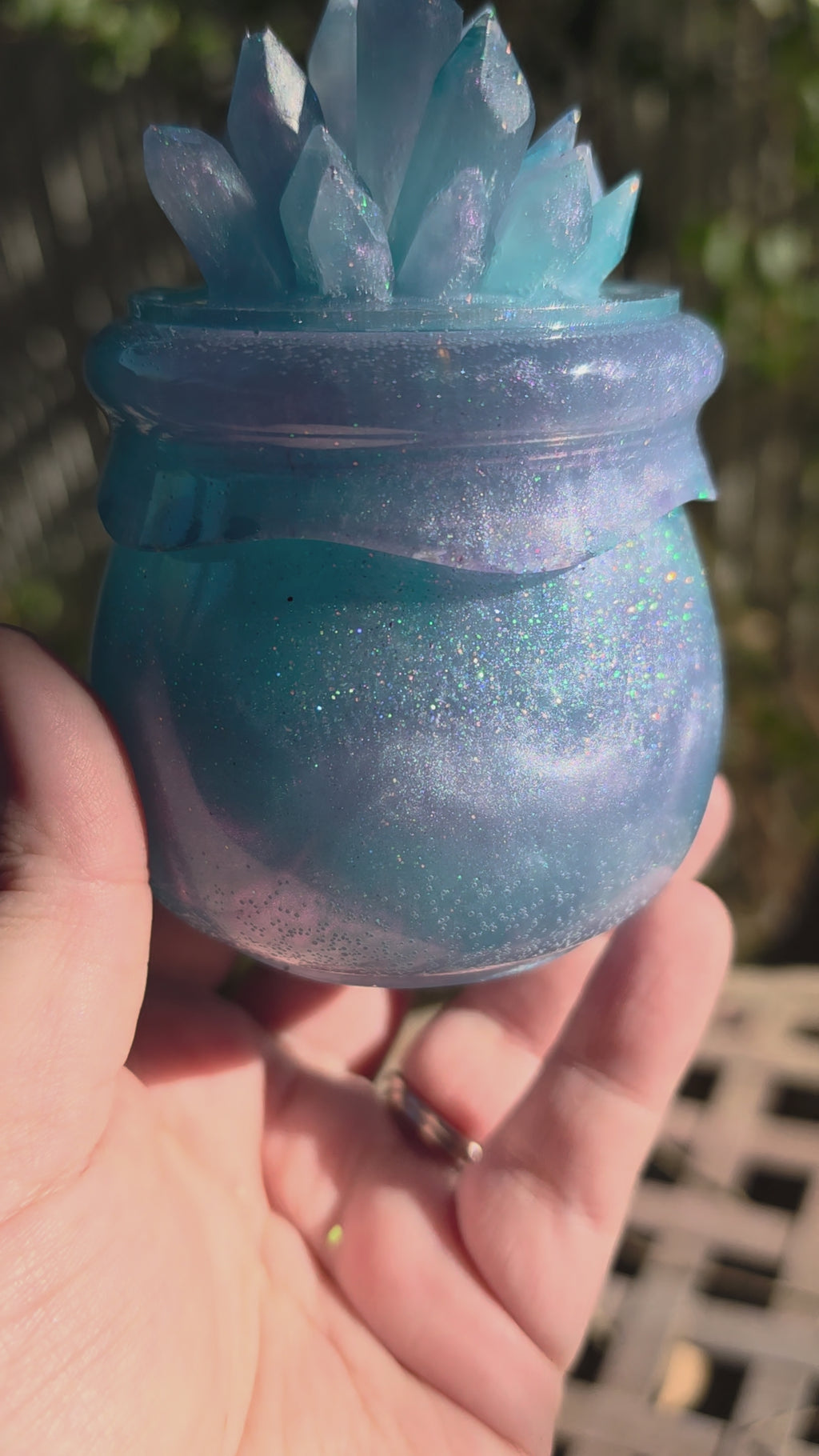 Tanzanite Mermaid Crystal Cauldron Jar | Witchy Resin Stash Box