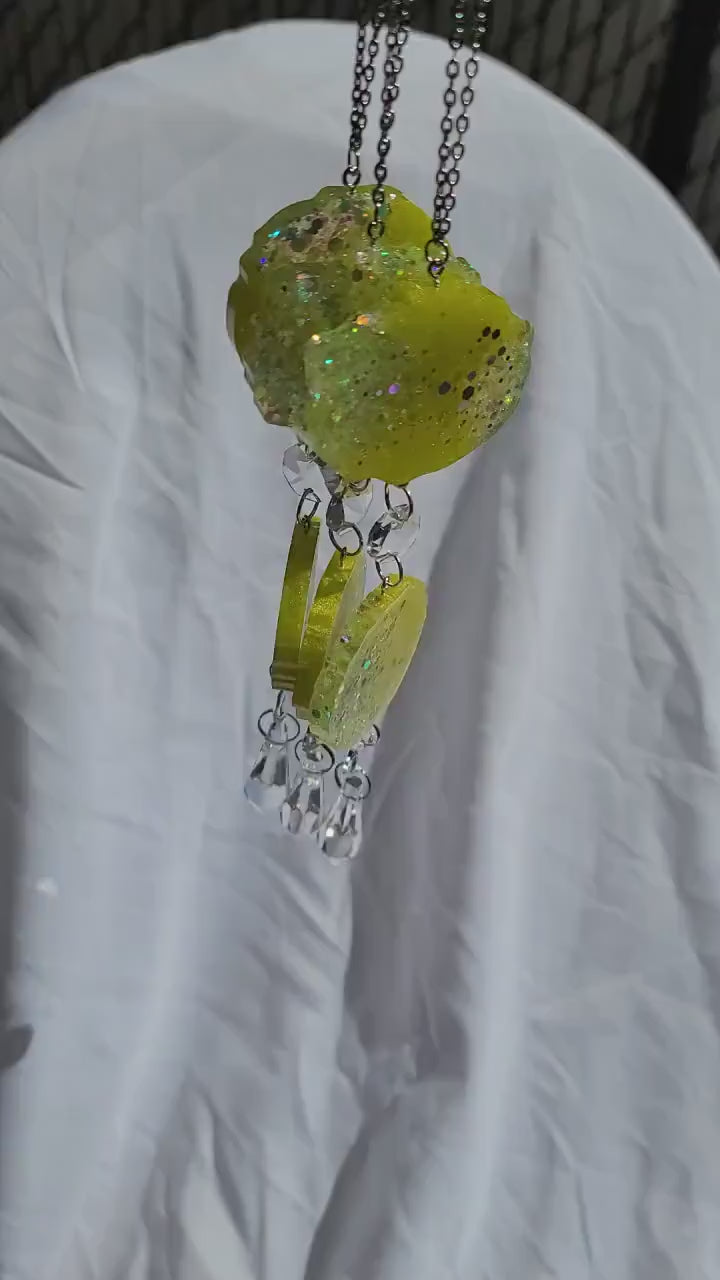Yellow Geode Prism Suncatcher | Handmade Resin Crystal Rainbow Maker