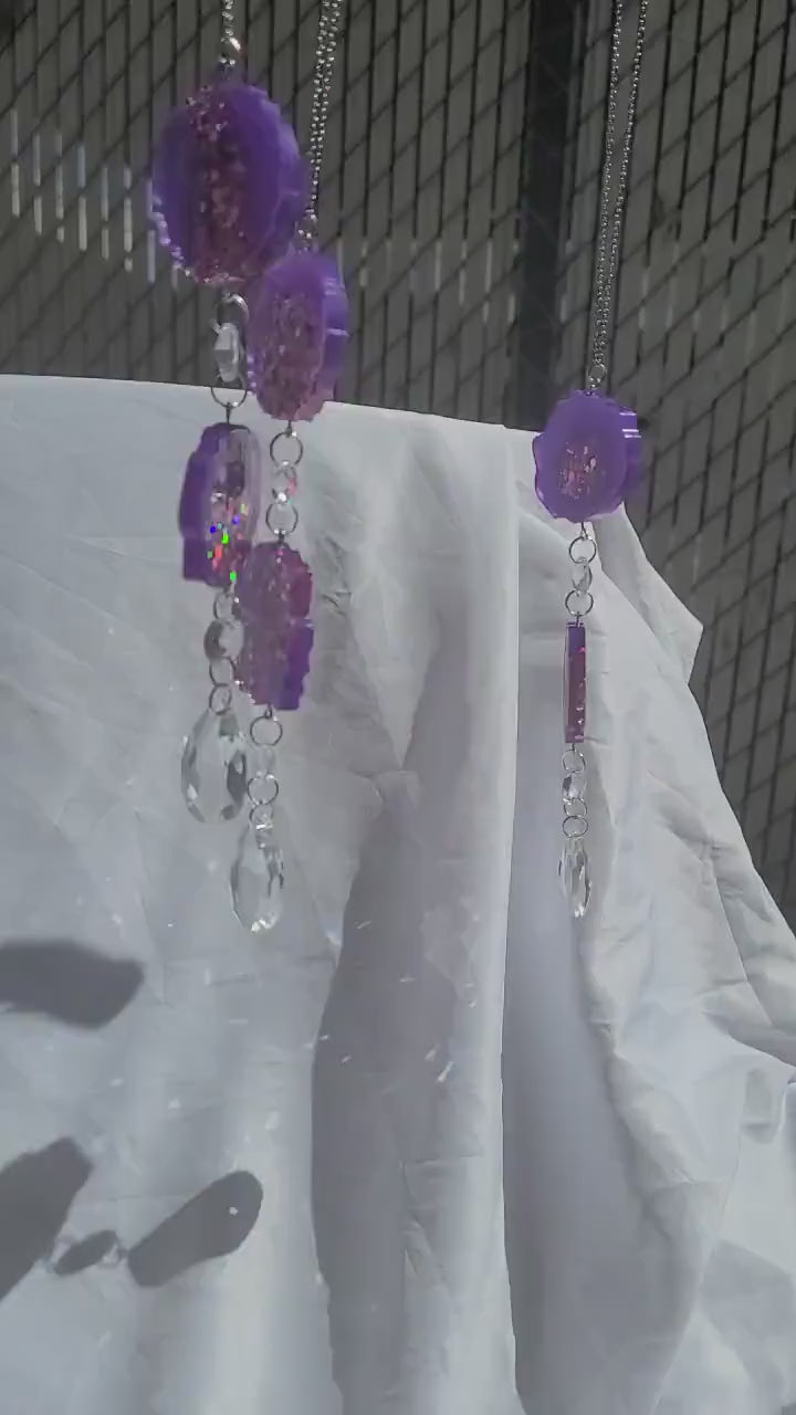 Purple Geode Prism Suncatcher | Handmade Resin Crystal Rainbow Maker