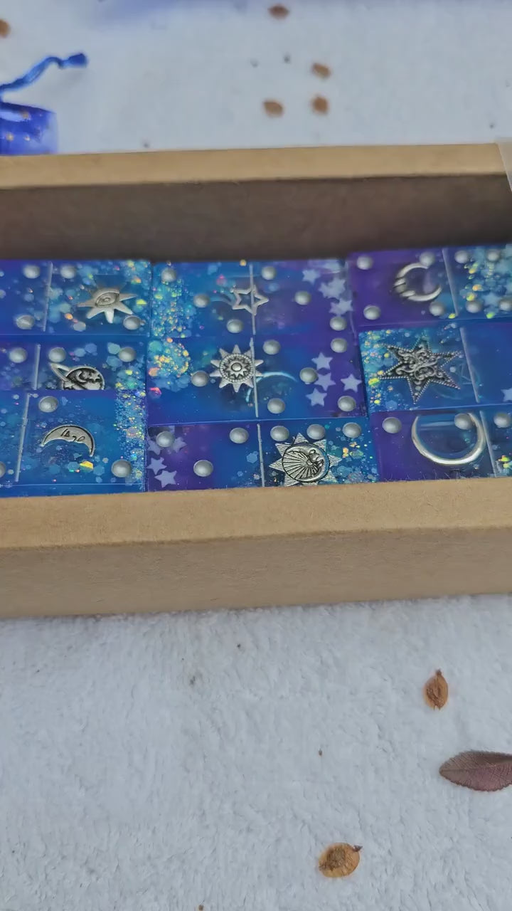 Blue/Purple Celestial Domino Set | Handmade Resin Dominoes