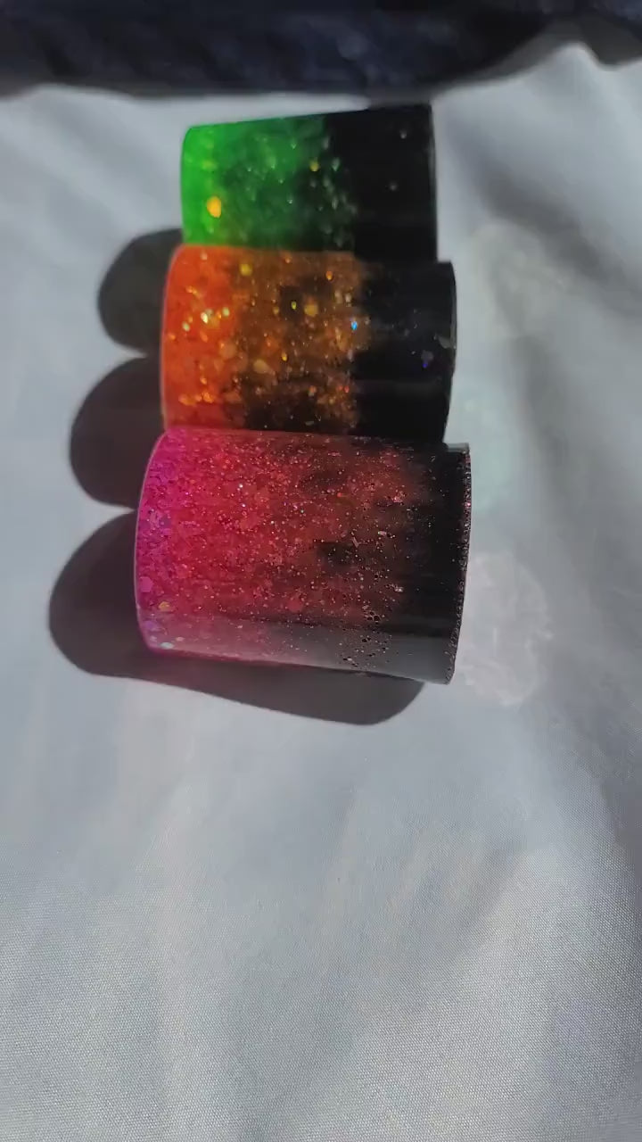 Neon Pink/Black Mini Resin Pot | Succulent Planter & Altar Offering Vessel