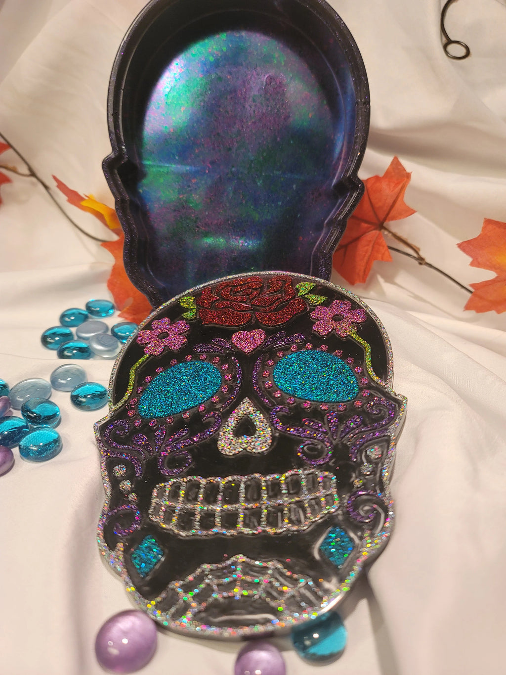 Sugar Skull Trinket Box | Handmade Resin Day of the Dead Decor