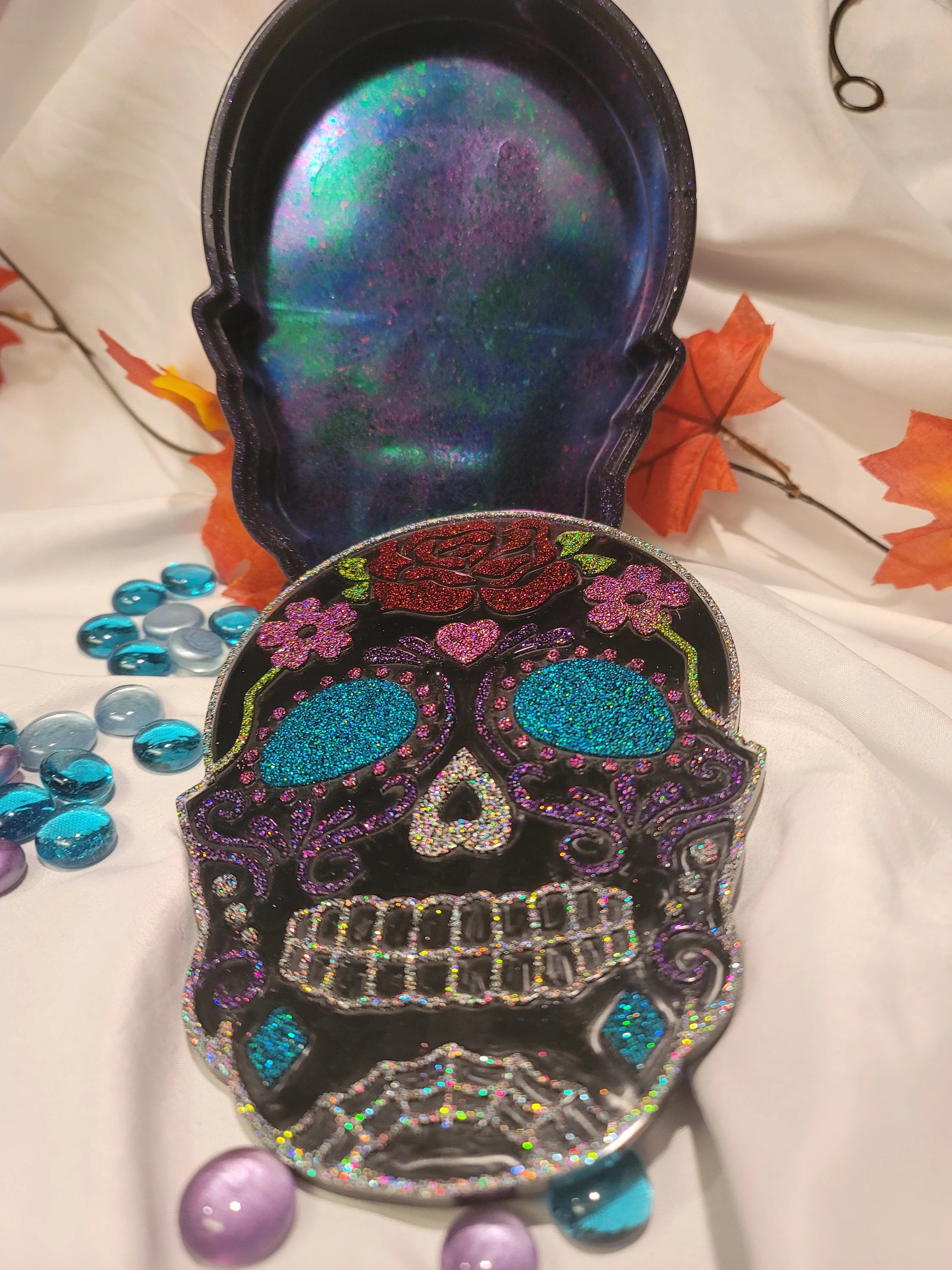 Sugar Skull Trinket Box | Handmade Resin Day of the Dead Decor