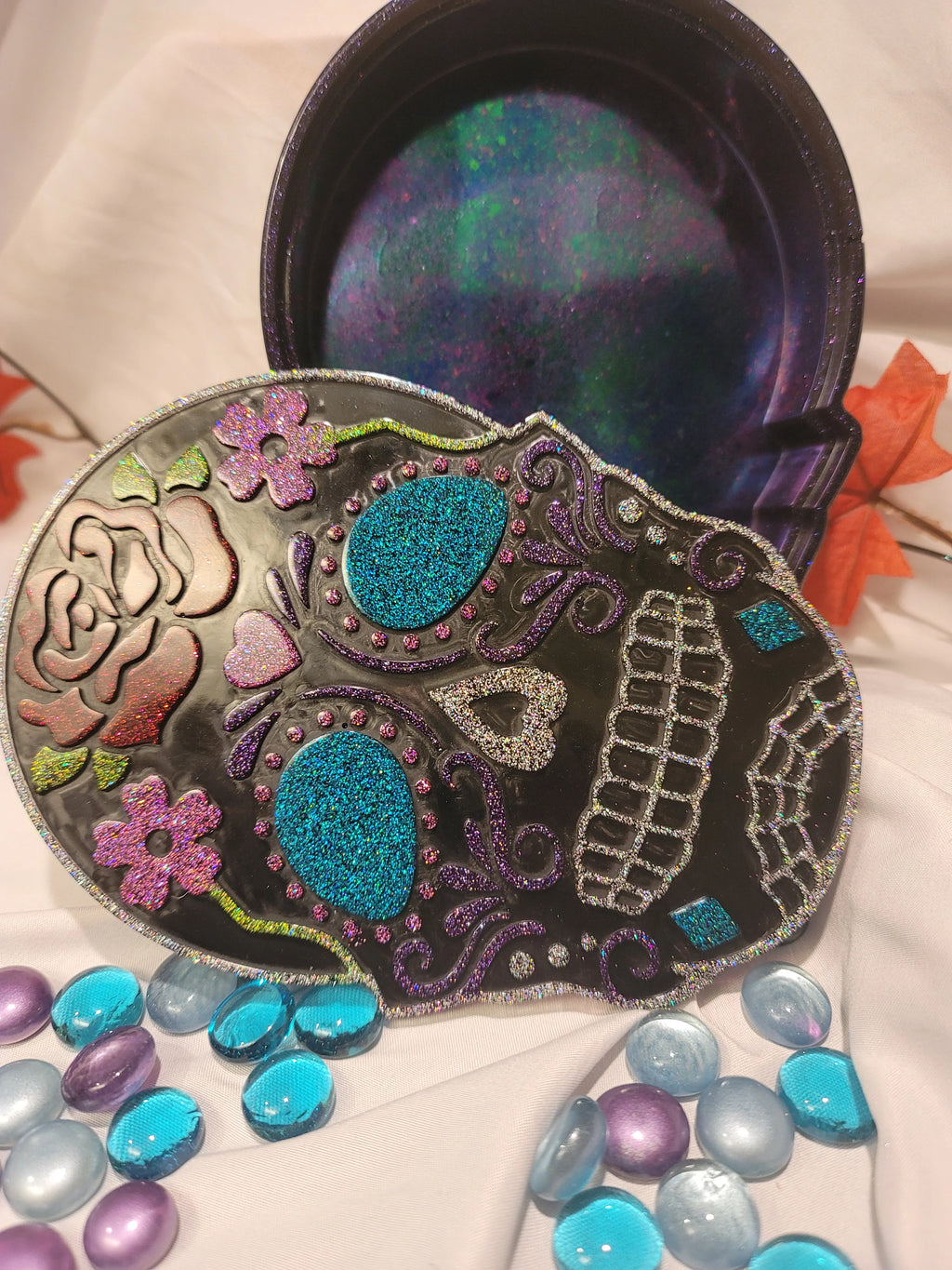 Sugar Skull Trinket Box | Handmade Resin Day of the Dead Decor