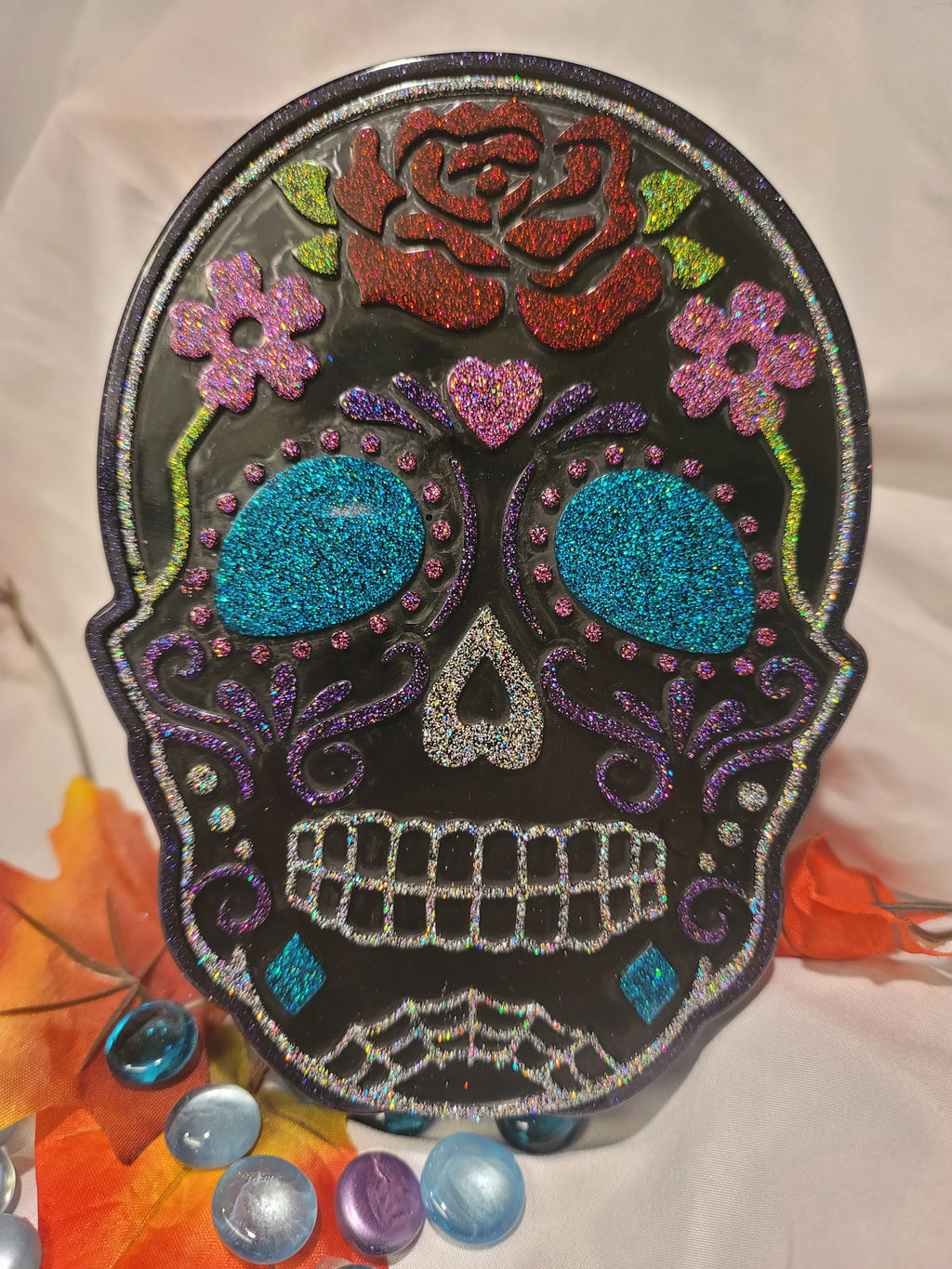 Sugar Skull Trinket Box | Handmade Resin Day of the Dead Decor